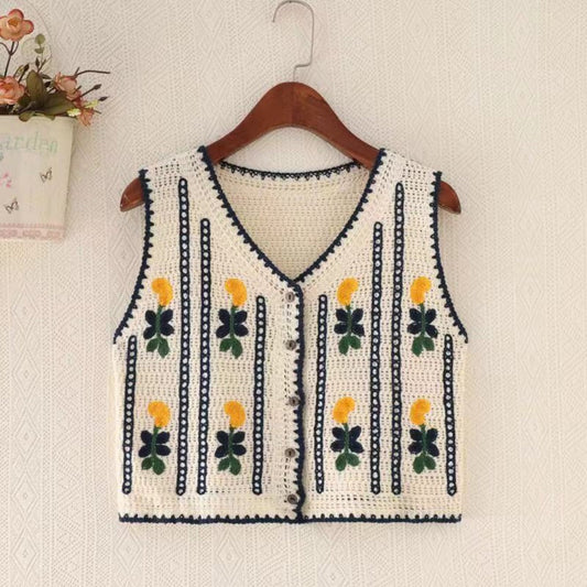 Crosa - Floral Hollow Knit Vest