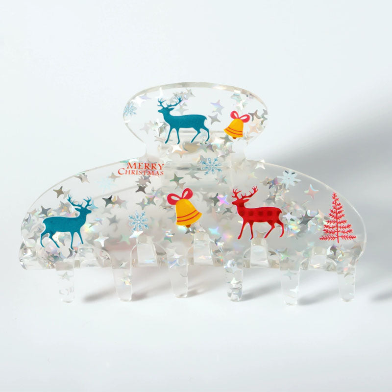 Festive Glitter Christmas Acrylic Hair Claw