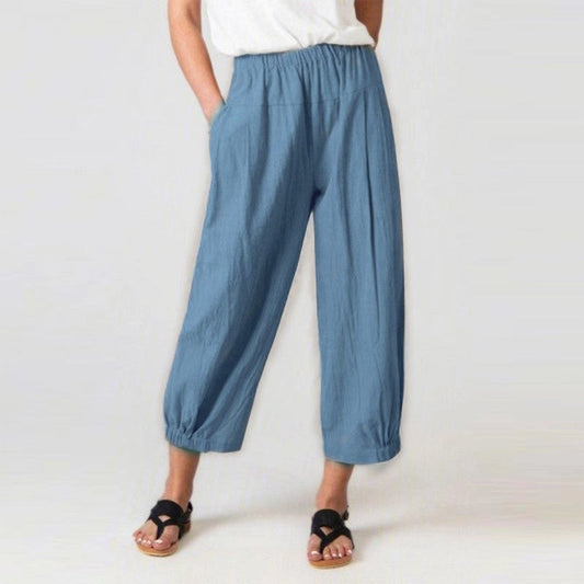 Solid Color Wide Leg Cropped Pants