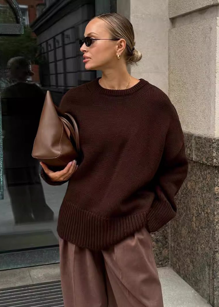 Oversized Knit Sweater Soft Gray Minimalist