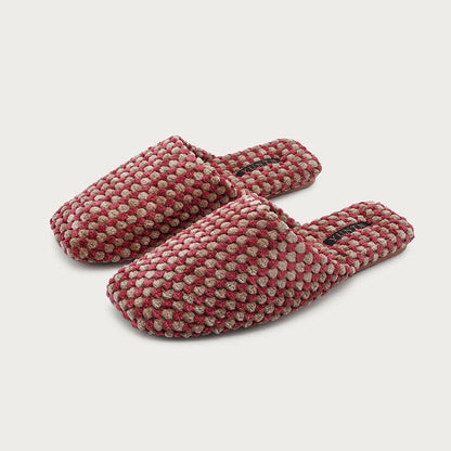 Color Block Cozy Textured Woven Slippers