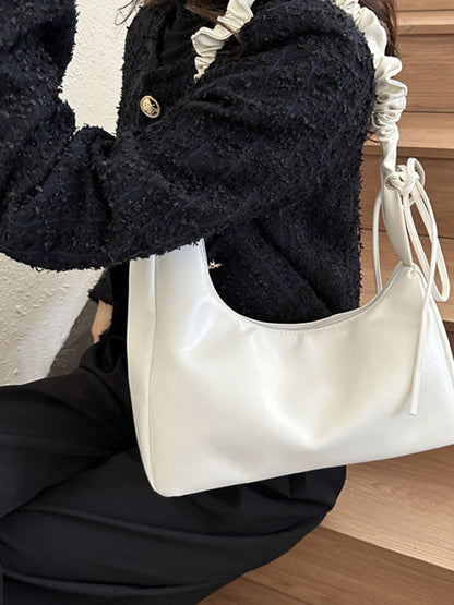 Geometric Pleated Solid Color Zipper Handbags