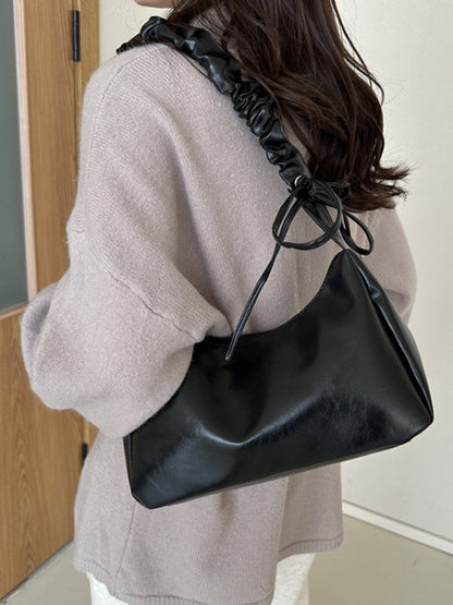 Geometric Pleated Solid Color Zipper Handbags