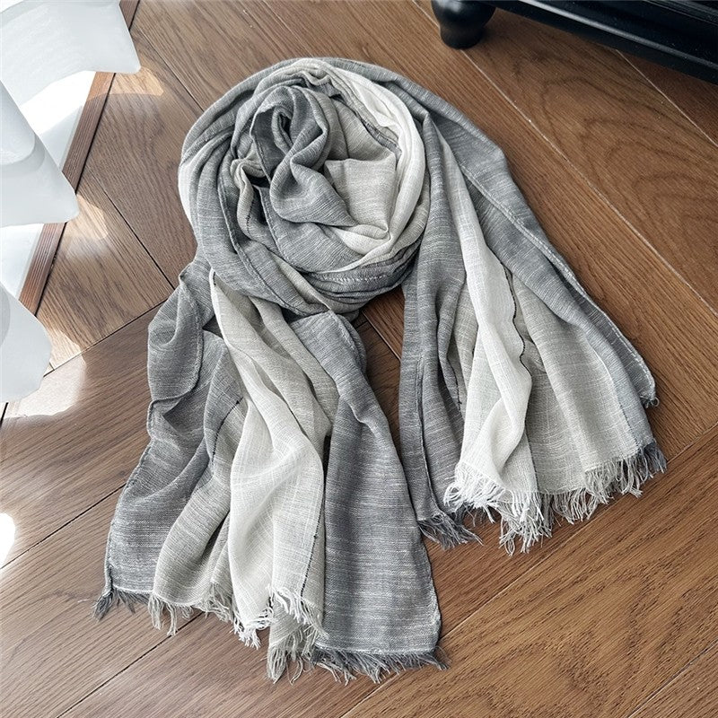 Casual Striped Fringed Thin Scarf