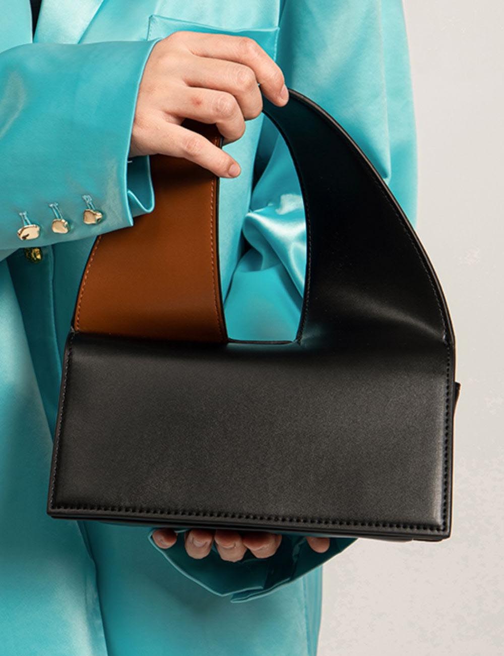 Color Block Twisted Square Tote Shoulder Bag