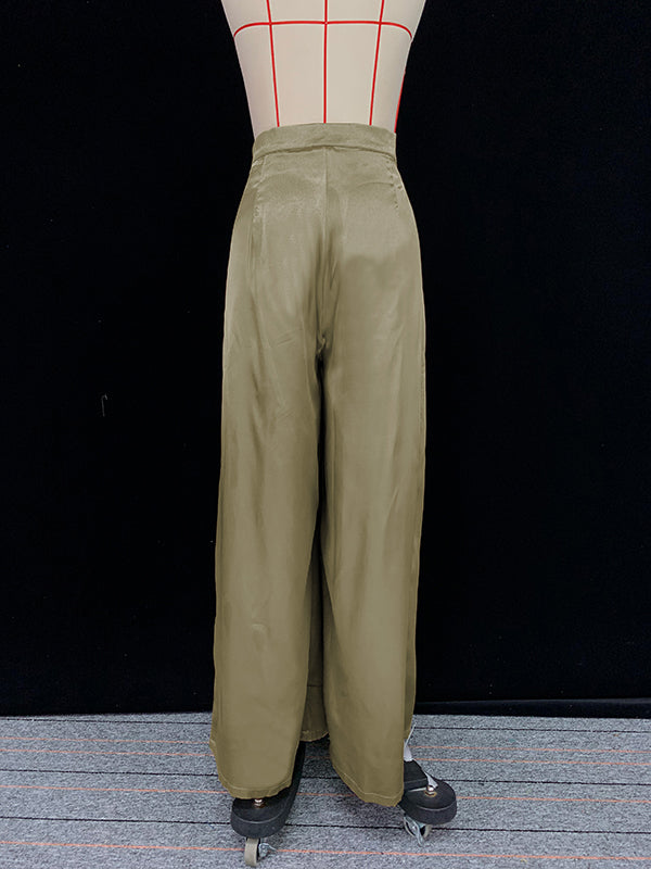 High Waisted Long Sleeves Drawstring Hooded Solid Color Split-Joint Hooded Pants Set Two Pieces Set Two-Piece Sets