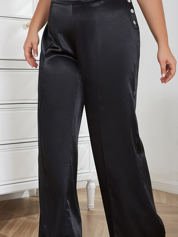 Column Solid Color Casual Pants Bottoms Trousers