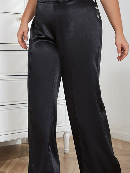Column Solid Color Casual Pants Bottoms Trousers