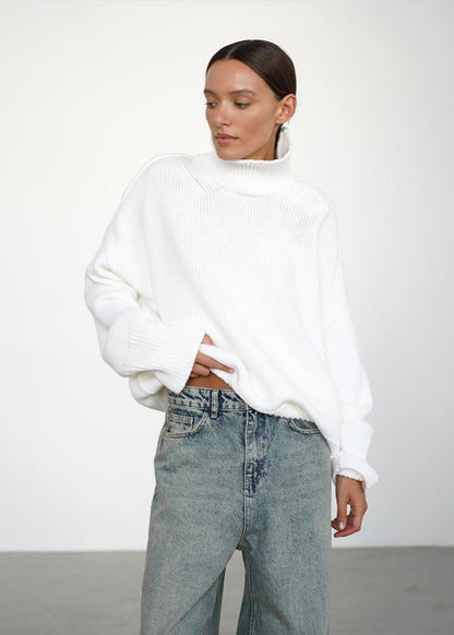 Oversized Knit Sweater Soft Fabric Turtleneck