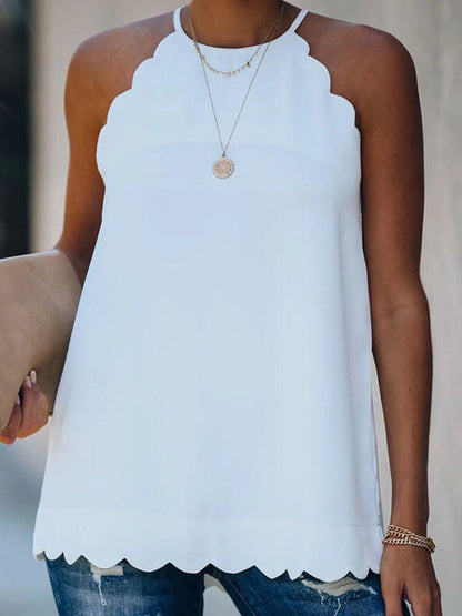 Simple White Halterneck Petals Vest