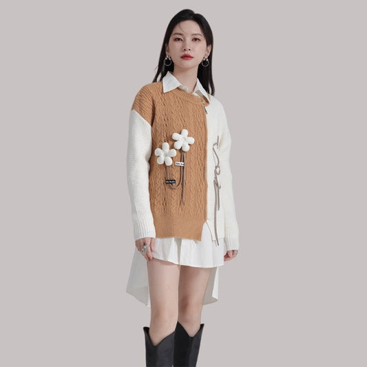Color-Block Zipper Sweater