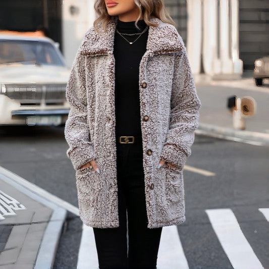 Relaxed Lapel Button Front Long Cardigan Coat