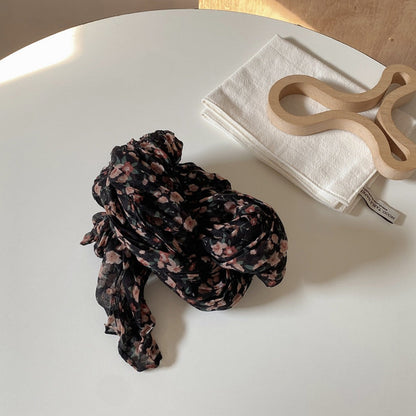 Scarvii - Lightweight Floral Pattern Ruched Scarf