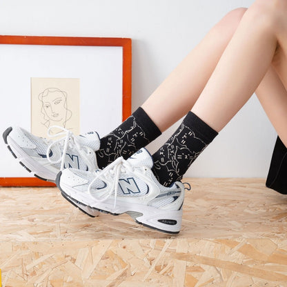 Rufia - Cartoon Cat Mid-Calf Socks