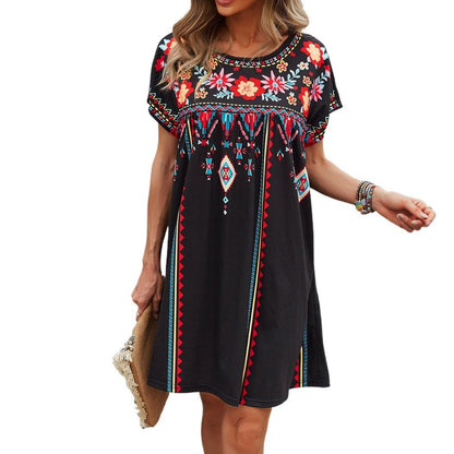 Troposa - Flowy Boho Print Dress for Everyday Wear