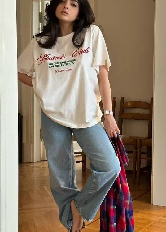 Oversized Cotton T Shirt With Graphic Lettering