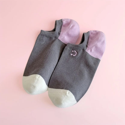 Rufia - Summer Color-Block Embroidered Smiley Ankle Socks
