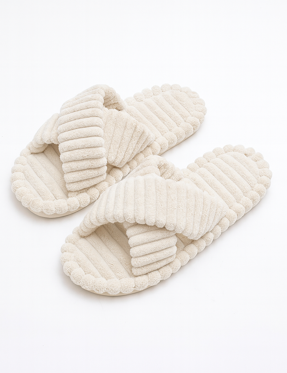 Simple Solid Color Cross Band Indoor Slippers