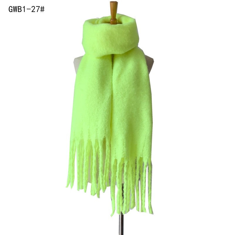 Winter Tassel Thickened Solid Color Scarf Shawl