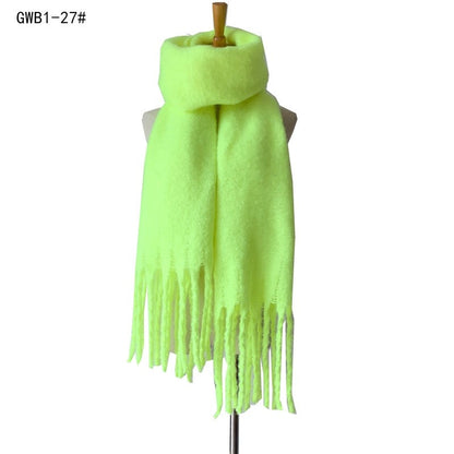 Winter Tassel Thickened Solid Color Scarf Shawl