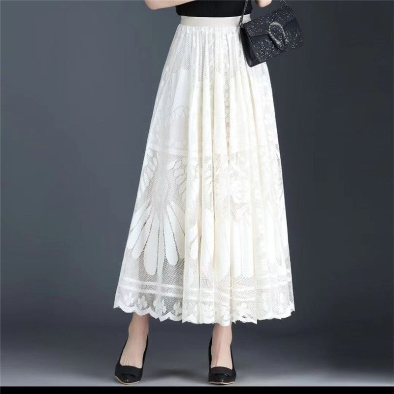 High Waist A-Line Mesh Skirt