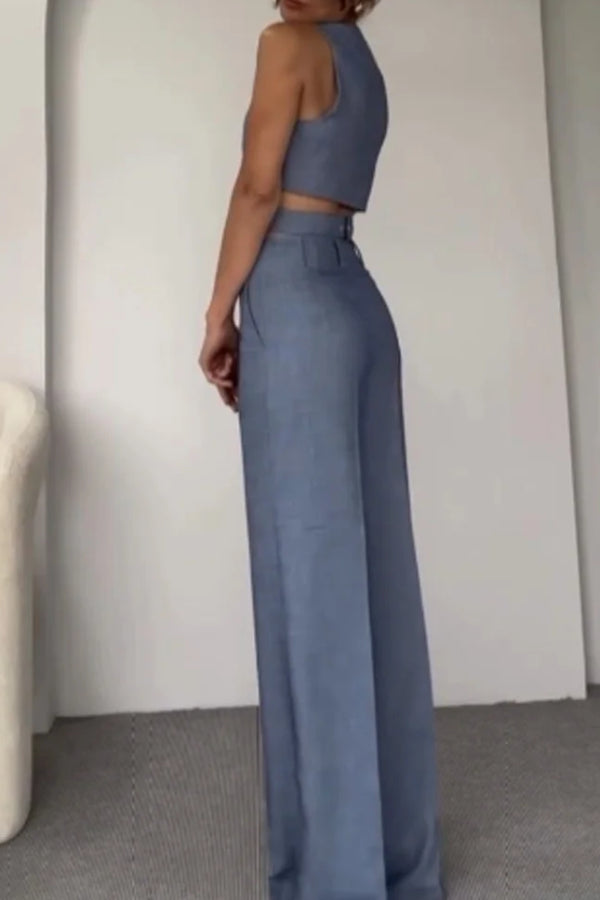 Fashion Crossover Vest \u0026 Pants Two-piece Set