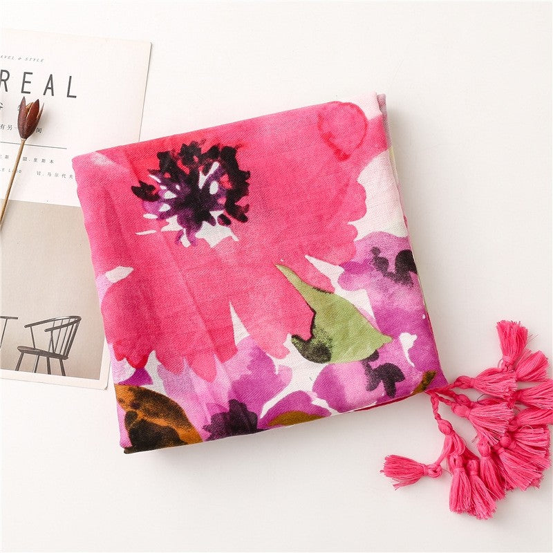 Colorful Cotton Linen Vacation Beach Scarf