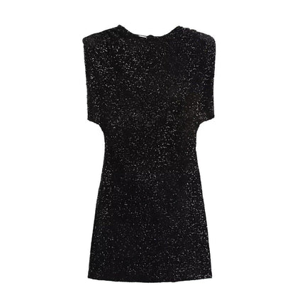Sequin Tie Strap Short Dress