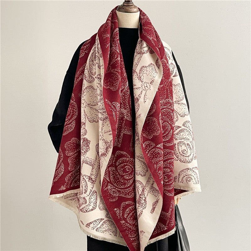 Jacquard Fringed Cashmere-Like Scarf