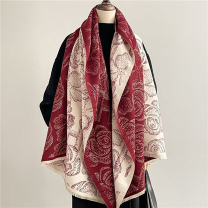 Jacquard Fringed Cashmere-Like Scarf