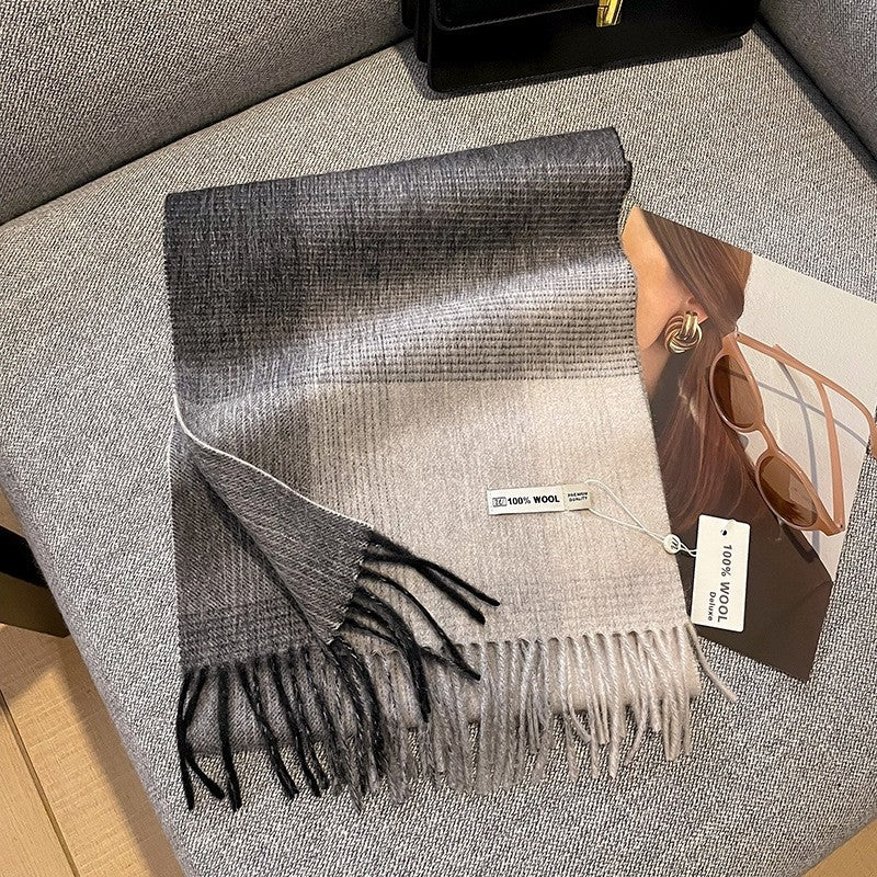 Color Block Plaid Wool Scarf