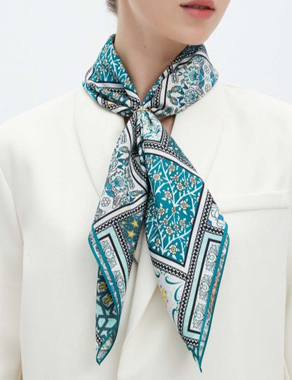 Blue & Turquoise Patchwork Square Scarf