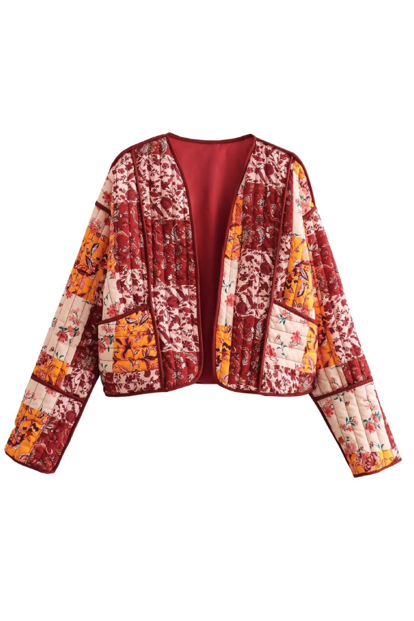 Loose Casual Short Cardigan Quilted Cotton Jacket