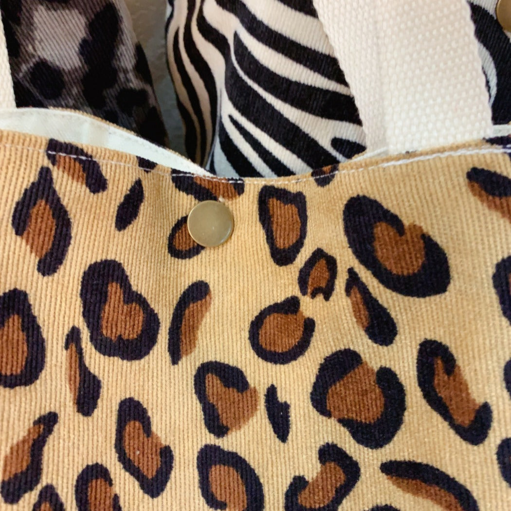 Small Corduroy Leopard Print Handbag