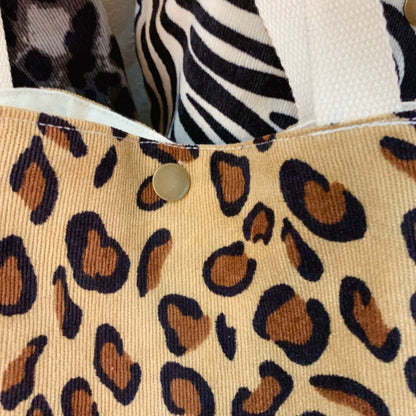 Small Corduroy Leopard Print Handbag