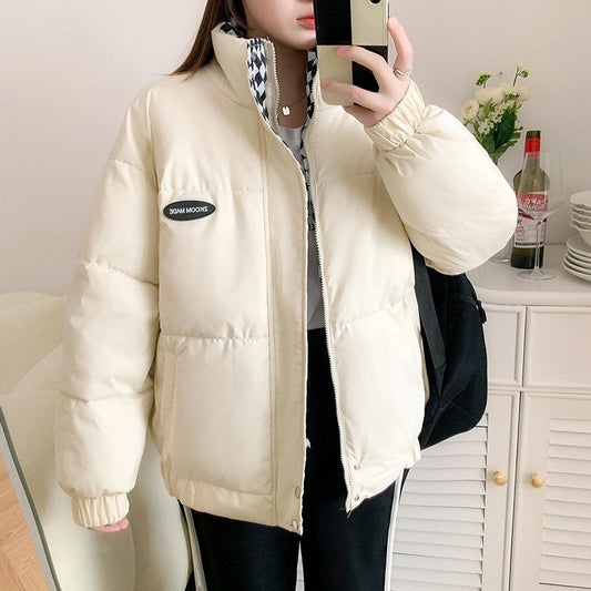 Short Thickened Cotton Jacket With Chessboard Pattern