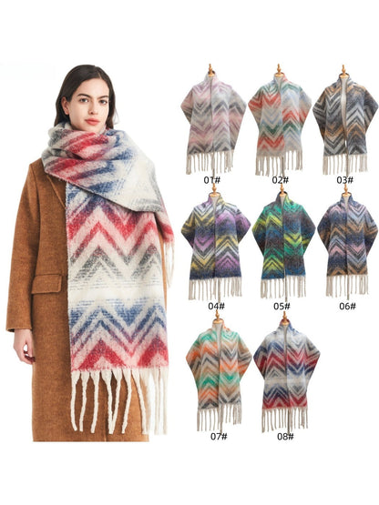 Scarvii - Winter Tassel Scarf with Mountain Patterns