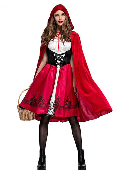 Red Riding Hood Costume Dress With Satin Cape