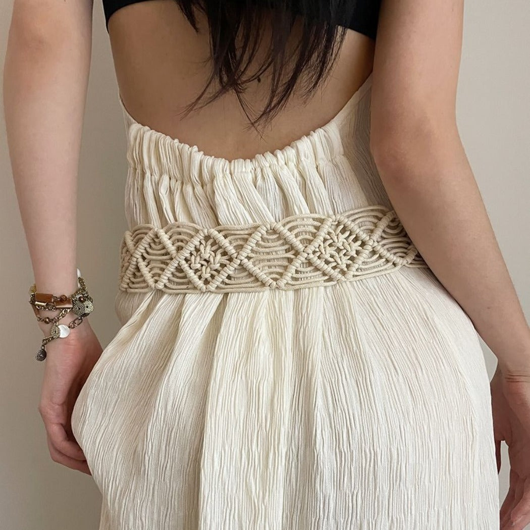 Beco - Beige Boho Braided Belt – Chic &amp; Adjustable