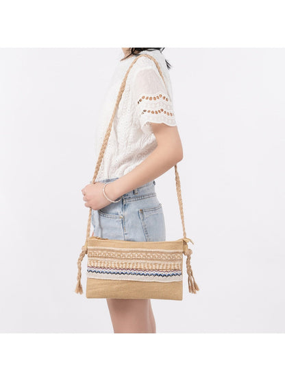 Cosbai - Boho Woven Crossbody Bag - Minimalist &amp; Spacious
