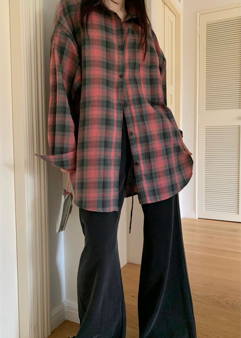 Oversized Plaid Shirt Soft Cotton Relaxed Fit