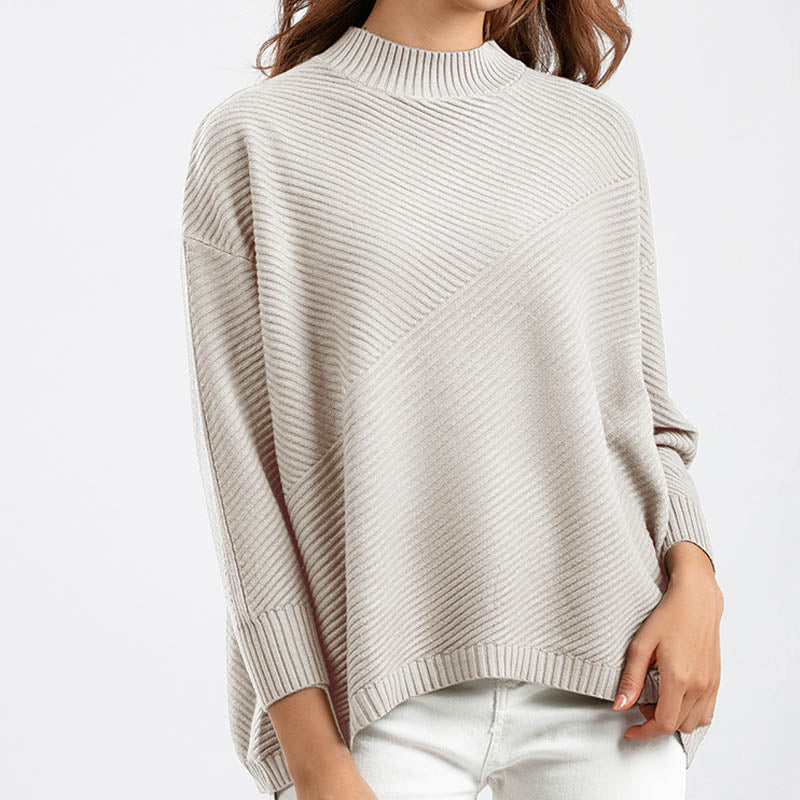 Retro Mock Neck Oversized Pullover Knit Sweater