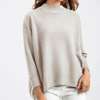 Retro Mock Neck Oversized Pullover Knit Sweater