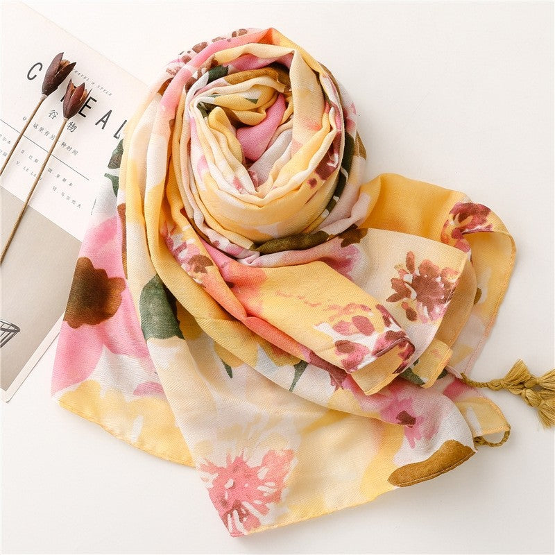 Colorful Cotton Linen Vacation Beach Scarf