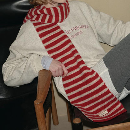 Soft Striped Warm Winter Wool Scarf