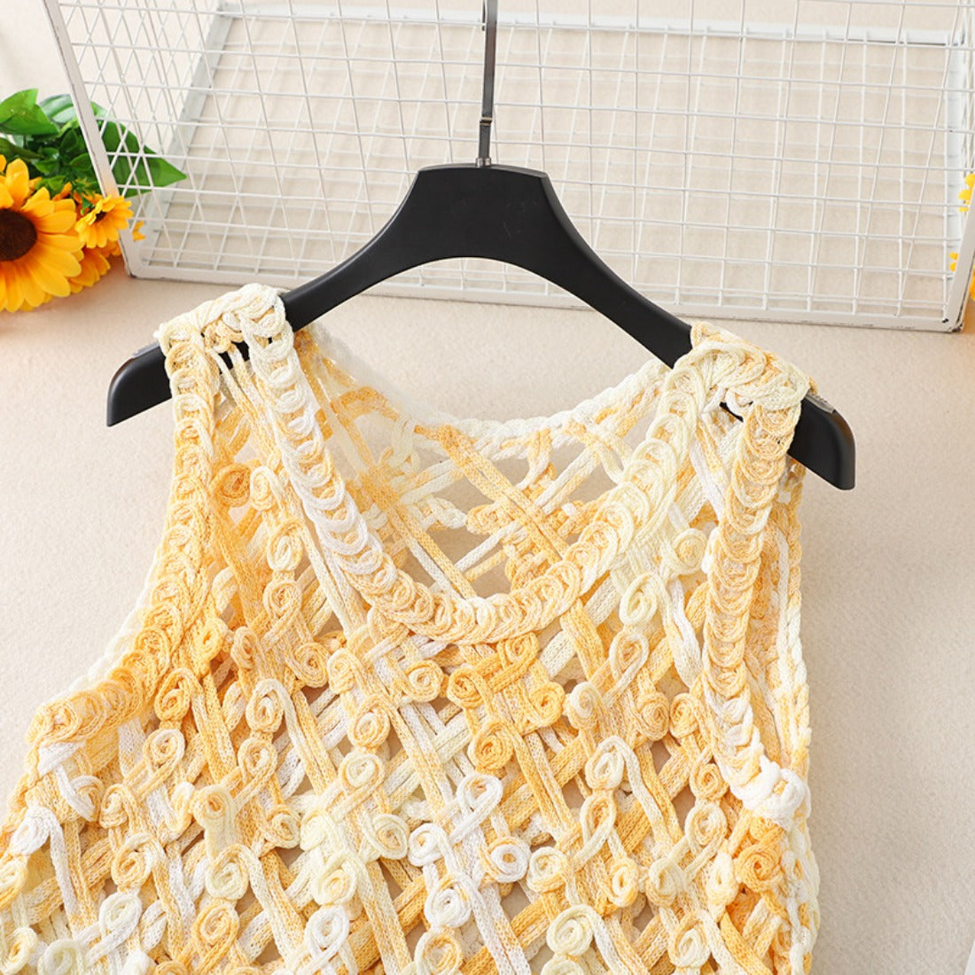 Crosa - Sweet Crochet Hollow Knit Tank Top