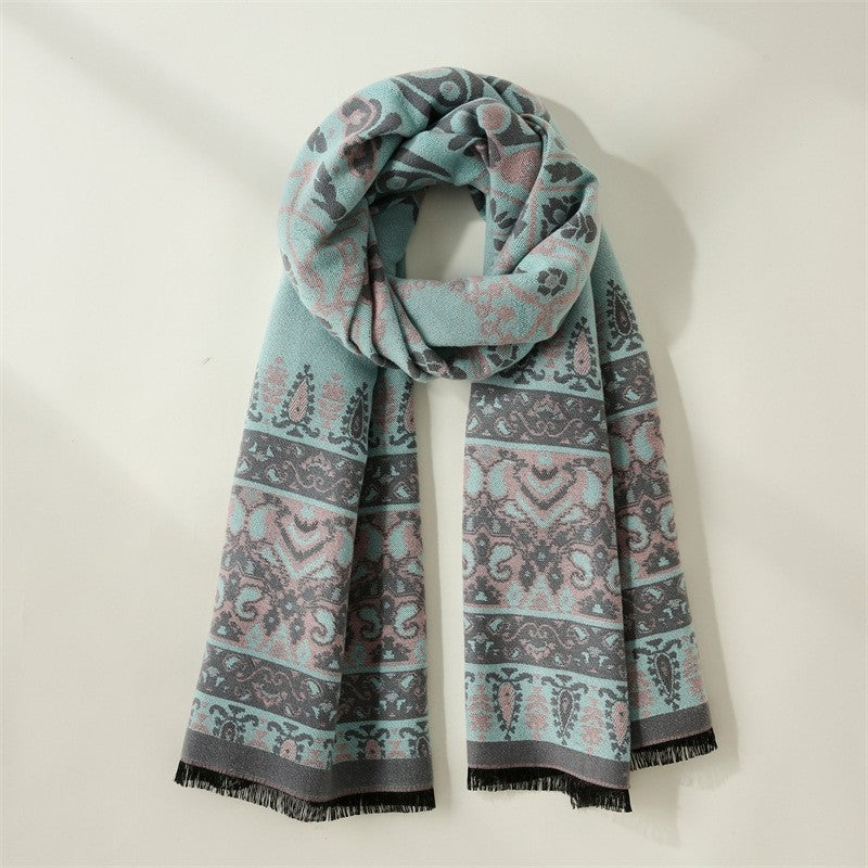 Reversible Printing Imitated Cashmere Shawl Scarf