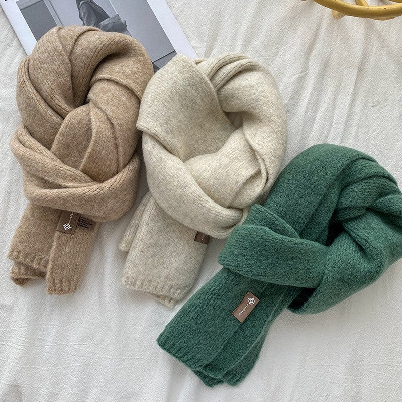 Solid Color Knitted Woolen Scarf