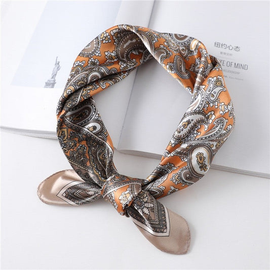Vintage Elegant Geometric Pattern Silk Scarf