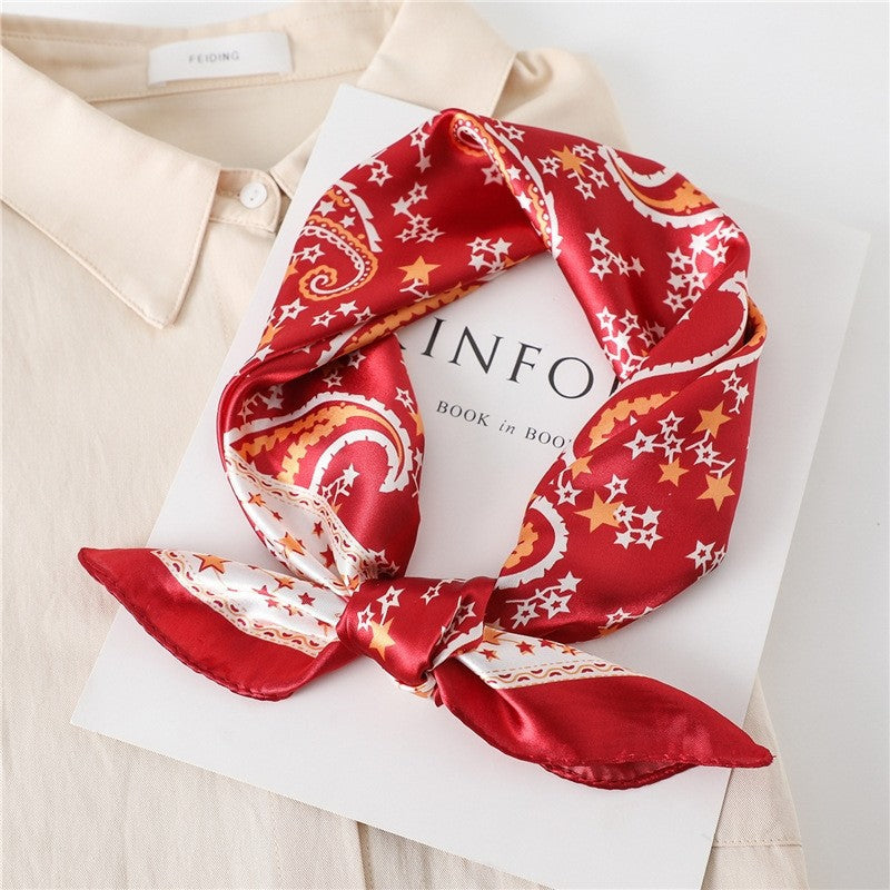 Vintage Elegant Geometric Pattern Silk Scarf